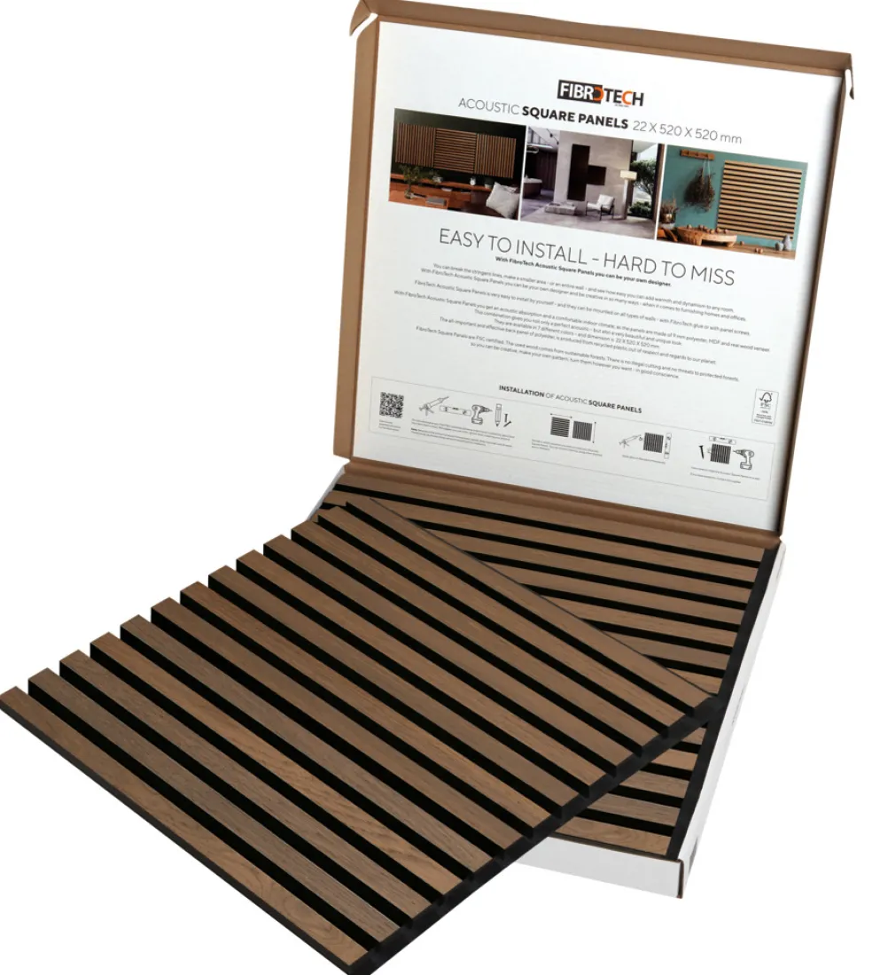 Akustikpanel Square Olied Oak 22 x 520 x 520 mm 2-pack Fibrotech