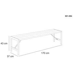 Bänk Furu Svart 170 cm Hortus