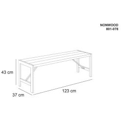 Bänk Nonwood/Stål Antracit 123 cm Hortus