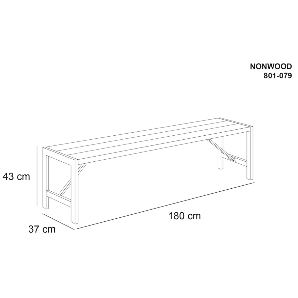 Bänk Nonwood/Stål Antracit 180 cm Hortus