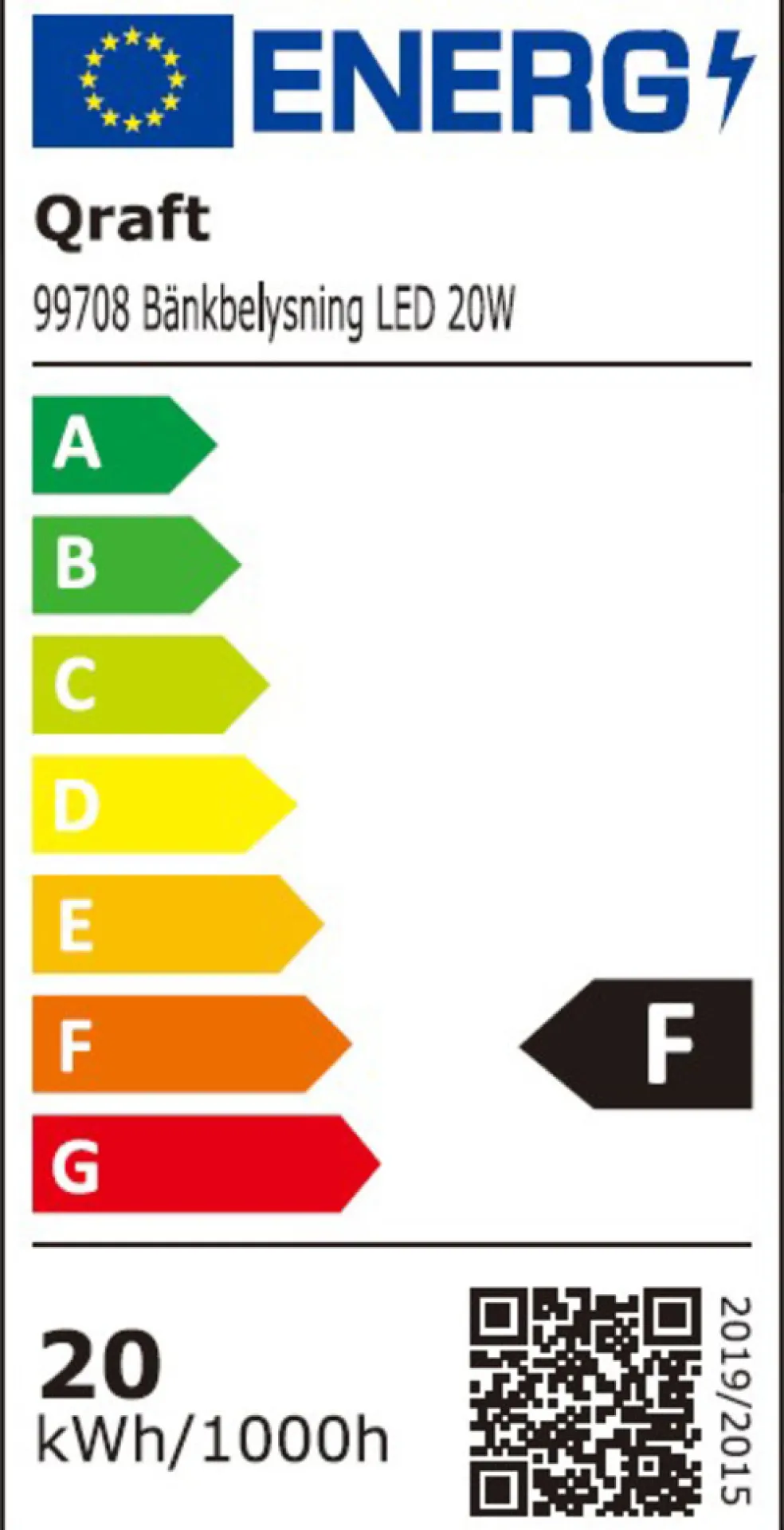 Bänkbelysning LED 20W m/uttag Qraft