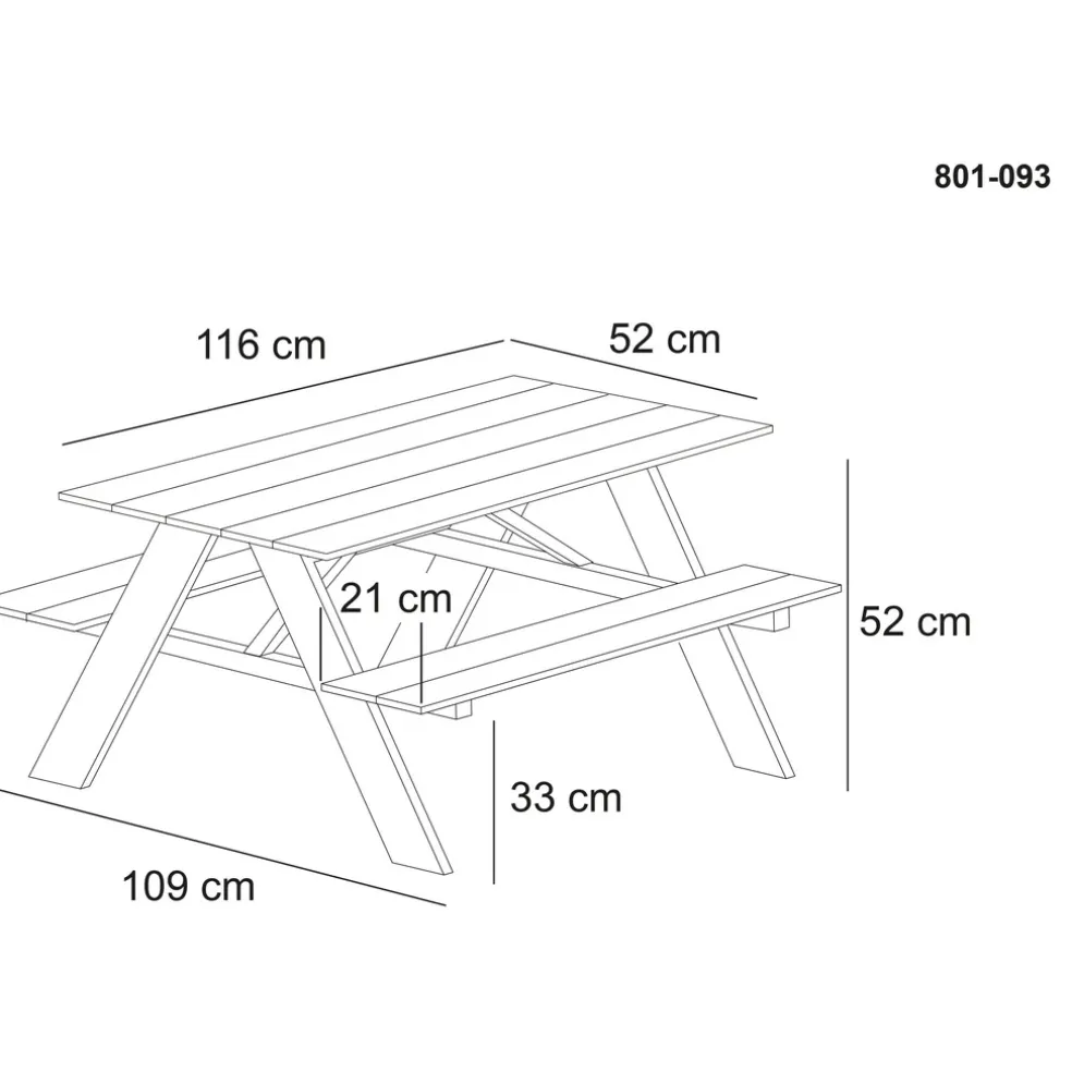 Bord-/bänkset Junior A-modell Svart 116 x 109 cm Hortus