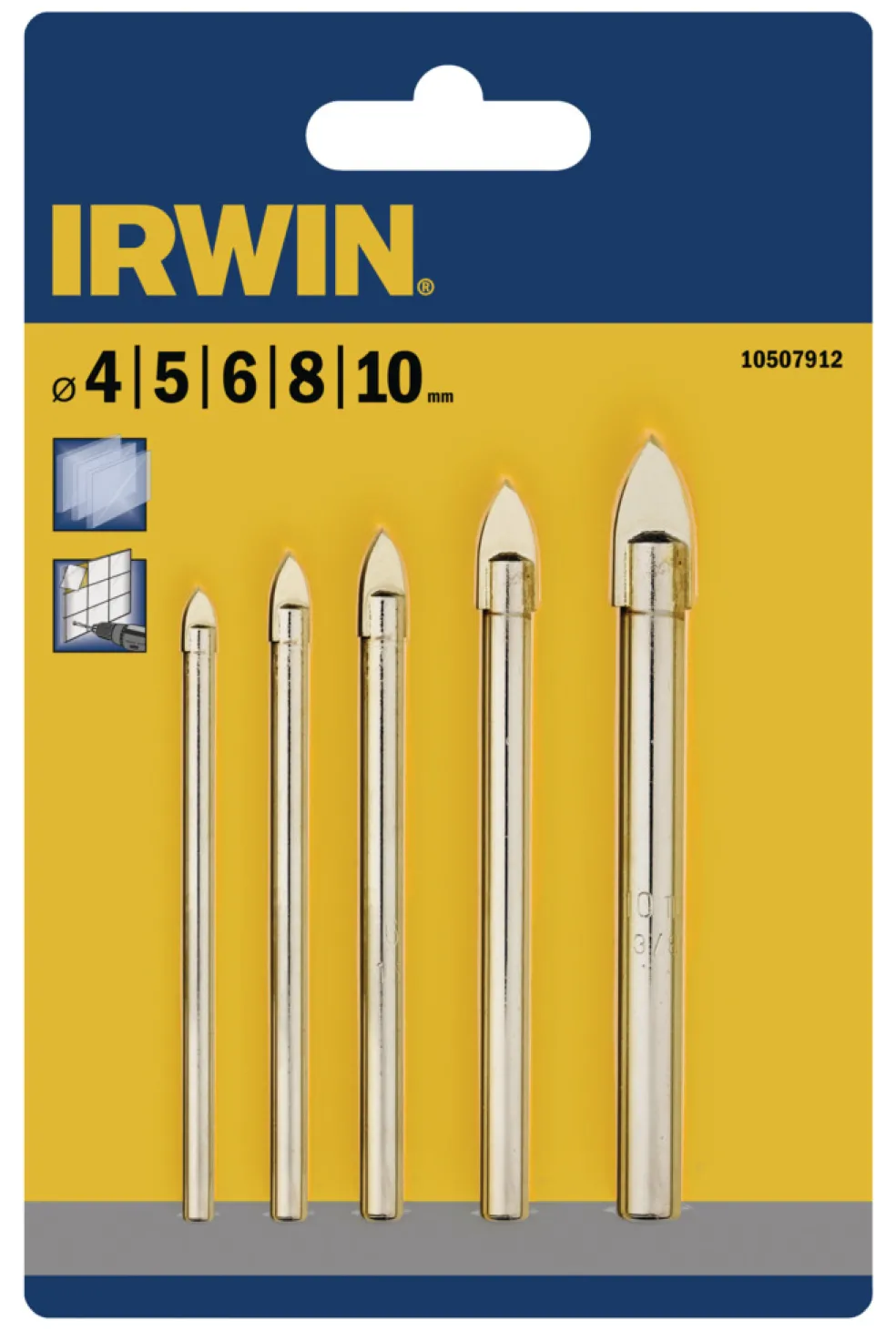 Borrsats Kakel/Glas 4-10 mm Irwin