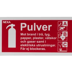 Brandskylt Brandsläckare Pulver 10 x 20 cm Nexa