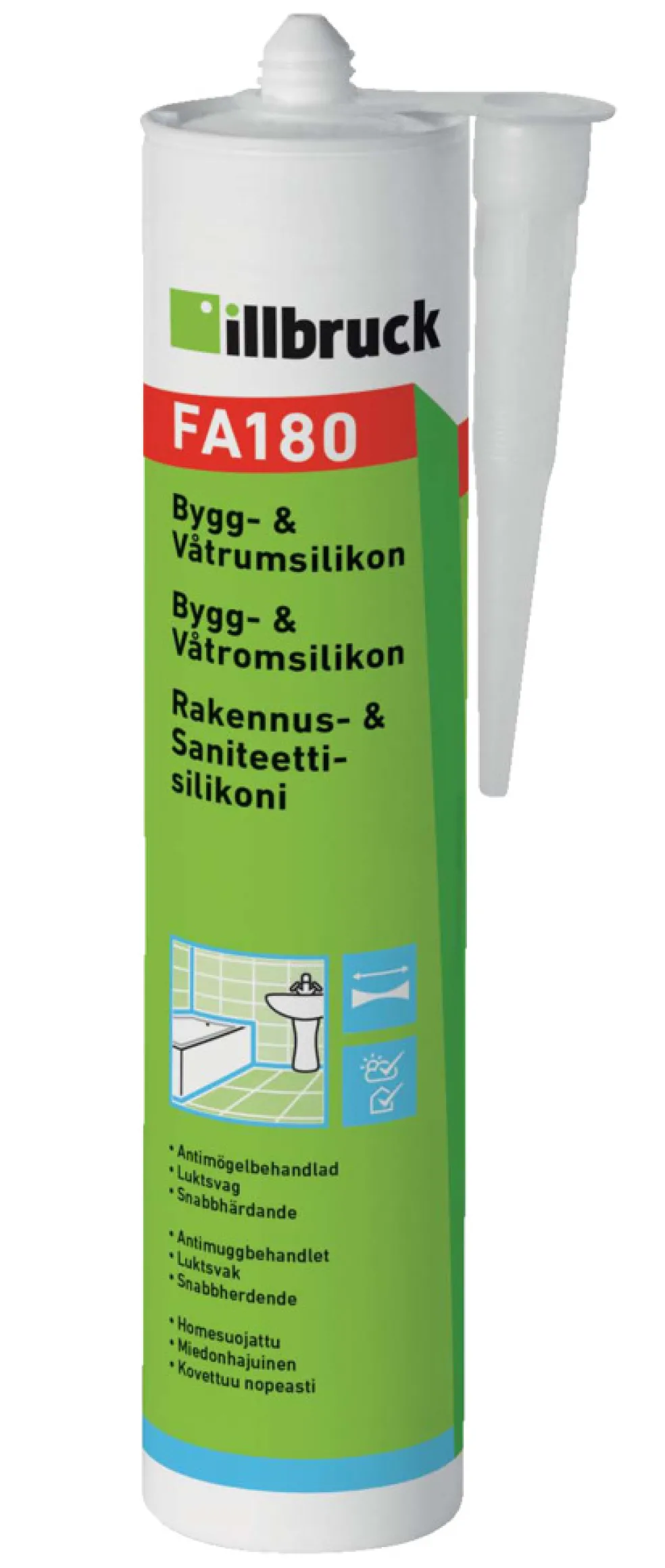 Bygg- & Våtrumssilikon FA180 Transparent 300 ml illbruck