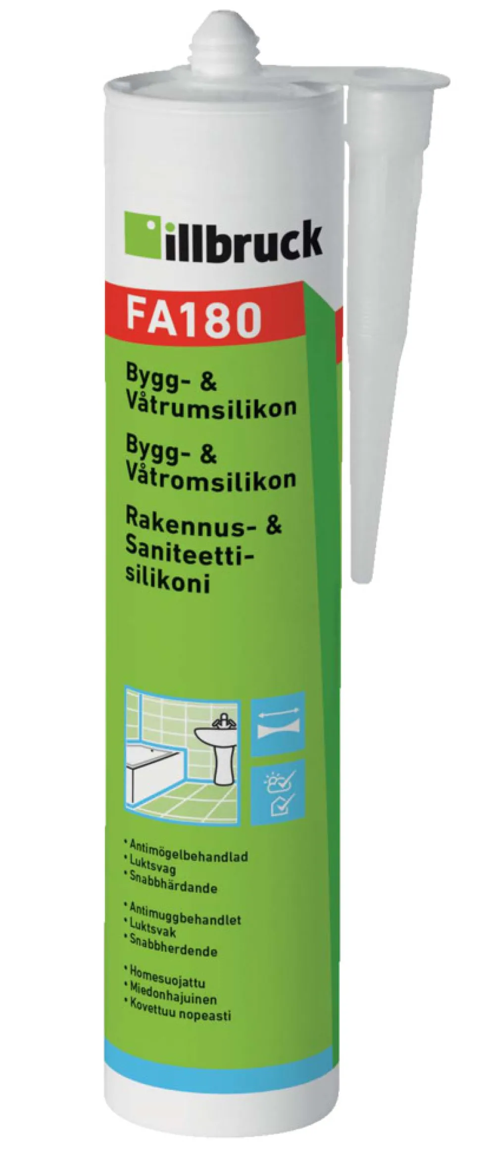 Bygg- och Våtrumssilikon FA180 Vit 300 ml illbruck