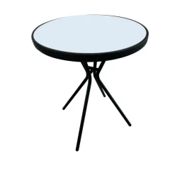 Cafébord Metall/Glas Svart Ø60 cm Sunlife