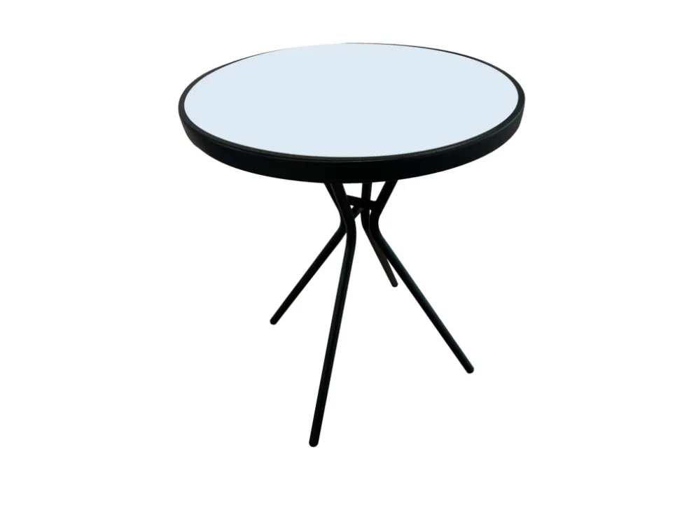 Cafébord Metall/Glas Svart Ø60 cm Sunlife
