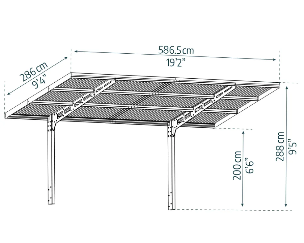 Carport Sydney 286 x 586,5 cm Svart Canopia by Palram