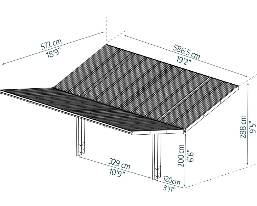 Carport Sydney Wings 572 x 586,5 cm Svart Canopia by Palram