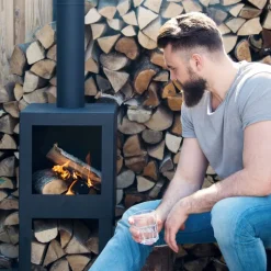Eldstad Svart Utomhus Gardenlife Fire