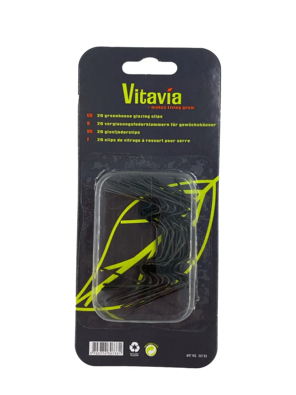 Glasclips Växthus Svart 20-pack Vitavia