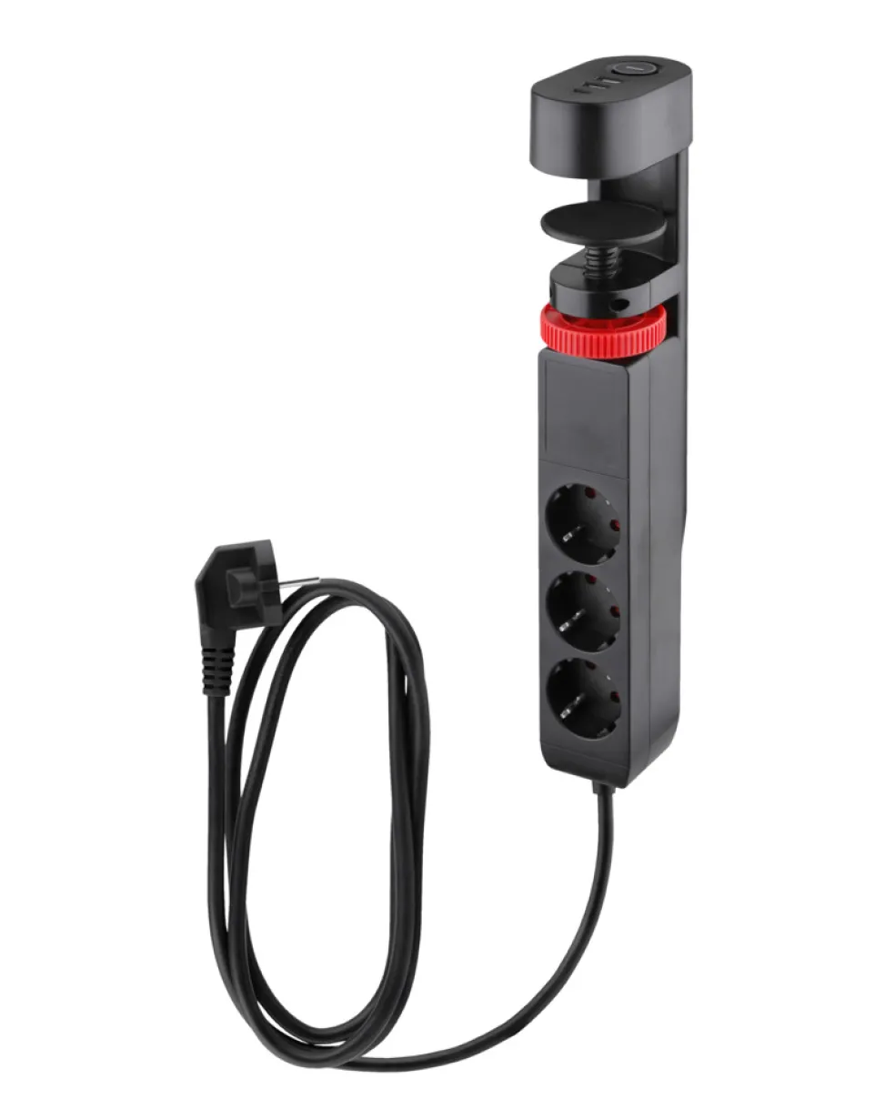 Grenuttag 3-vägs m/USB Svart Elworks
