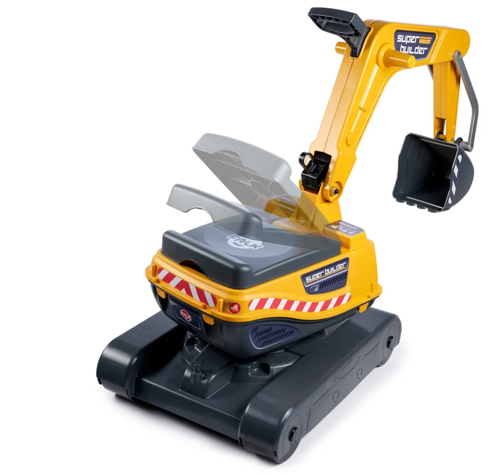 Grävmaskin Super Builder m/släp Gul Falk