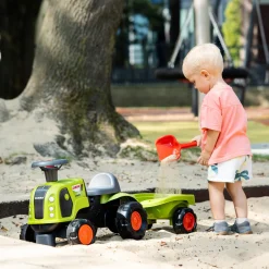 Gåtraktor Claas m/släp Grön Falk