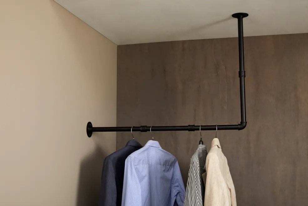 Klädstång Vägg/Tak Svart Ø25 mm Pipe System