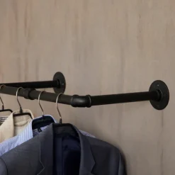 Klädstång Vägg/Tak Svart Ø25 mm Pipe System