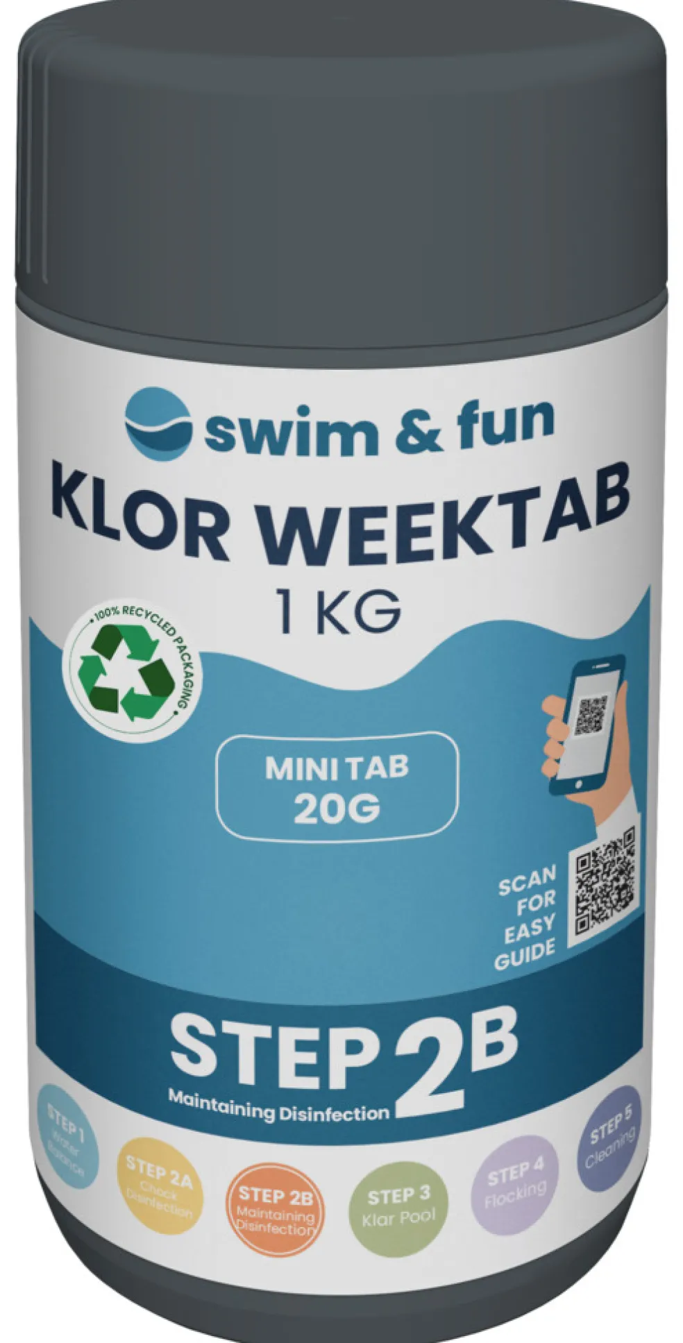 Klor veckotablett 1 kg/20 g Swim & Fun