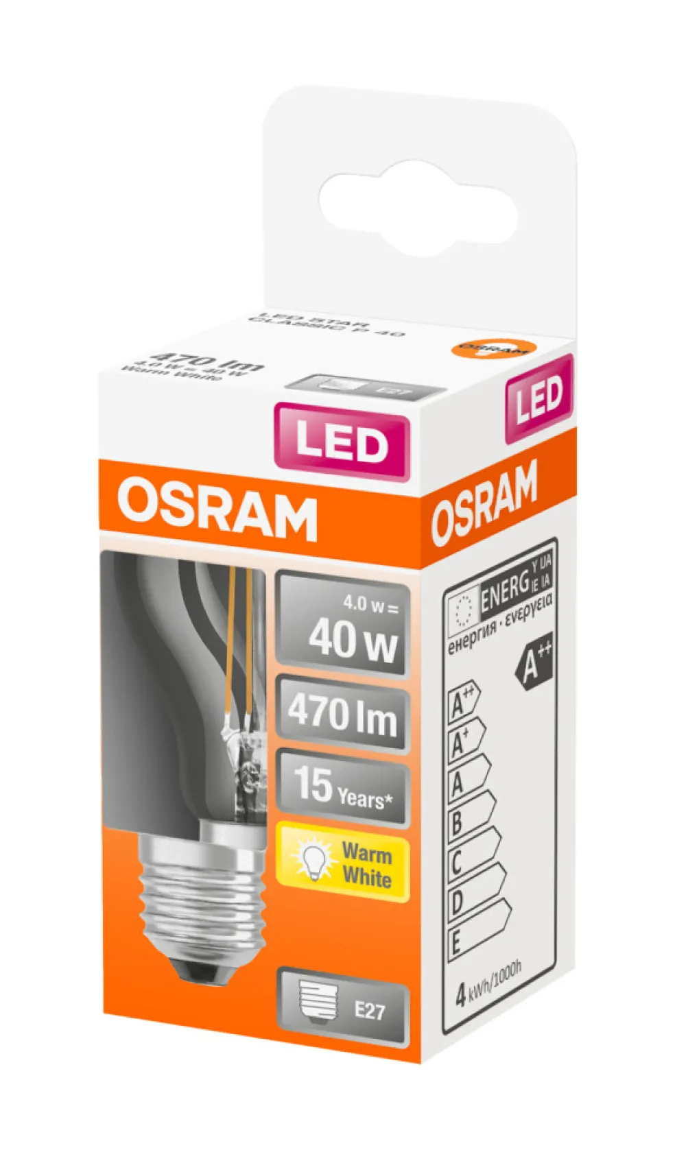 Klotlampa LED Filament 4W Osram