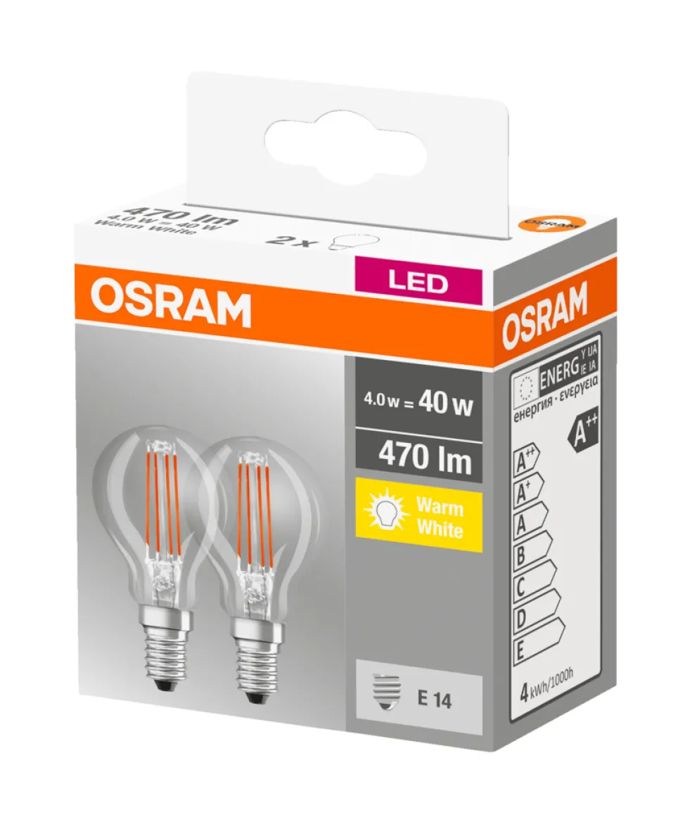 Klotlampa LED Filament 4W 2-pack Osram