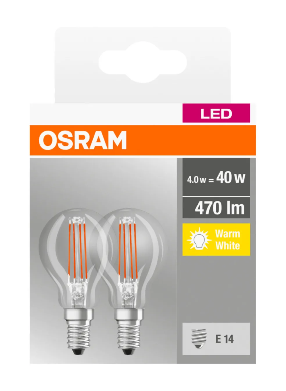 Klotlampa LED Filament 4W 2-pack Osram