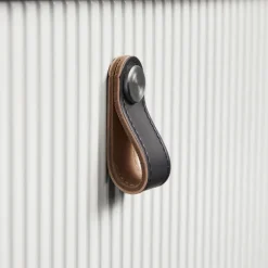 Knopp Läder Svart 2-pack