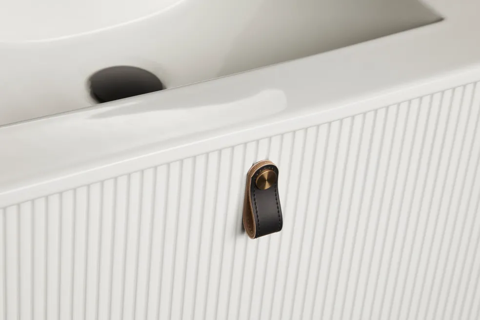 Knopp Läder Svart 2-pack