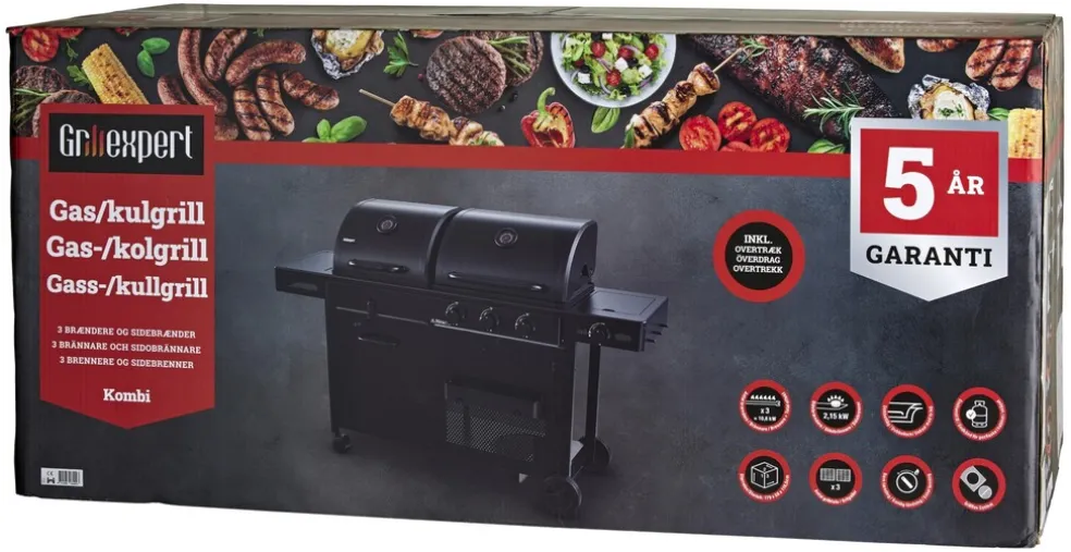 Kombigrill Gasol/Kol 3 + 1 brännare Grillexpert