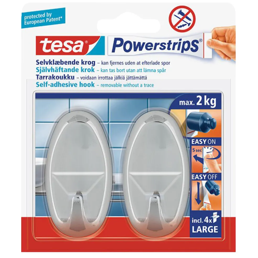Krok Självhäftande 2 kg Krom 2-pack Tesa