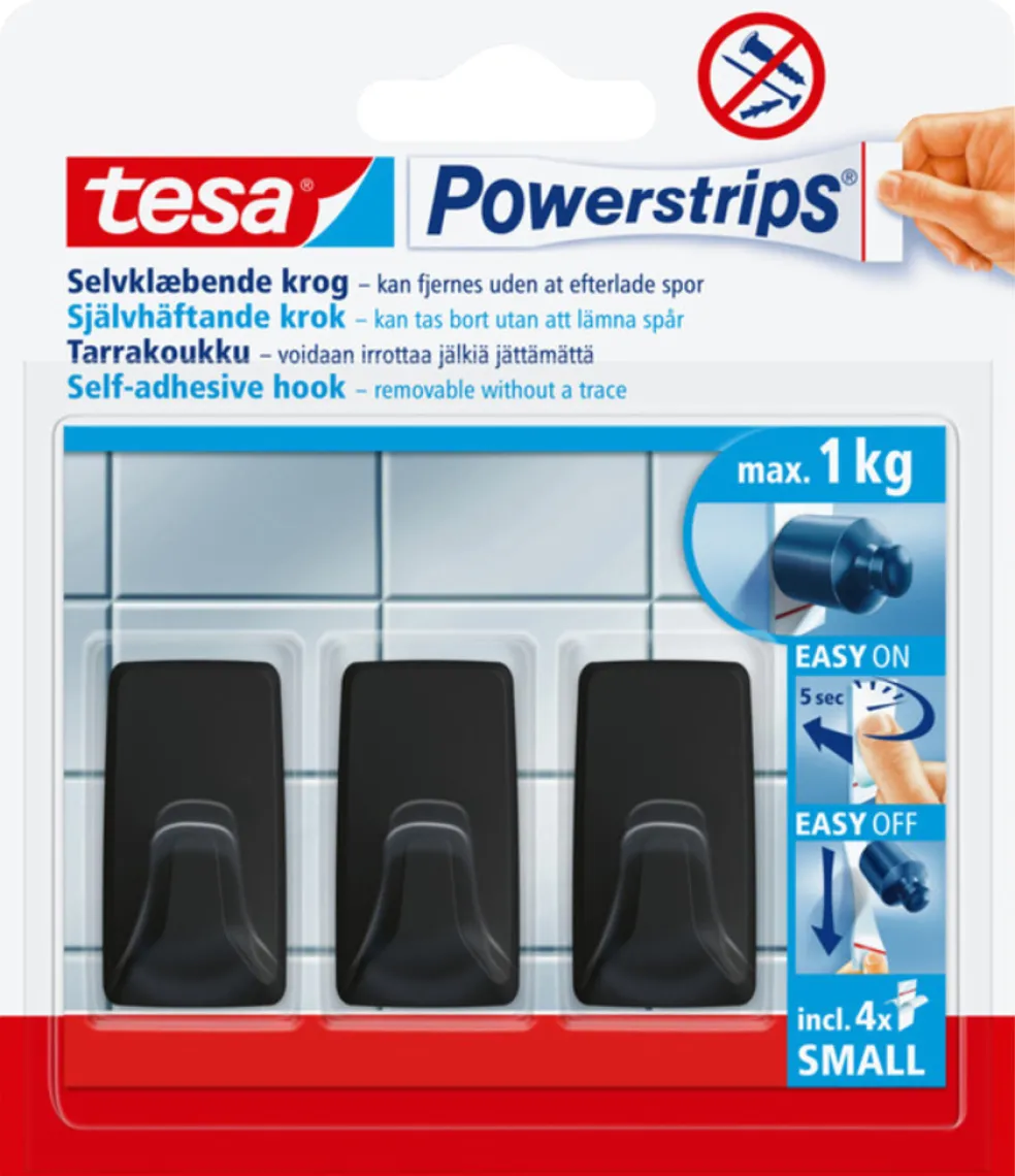 Krok Självhäftande Svart 1 kg 3-pack Tesa