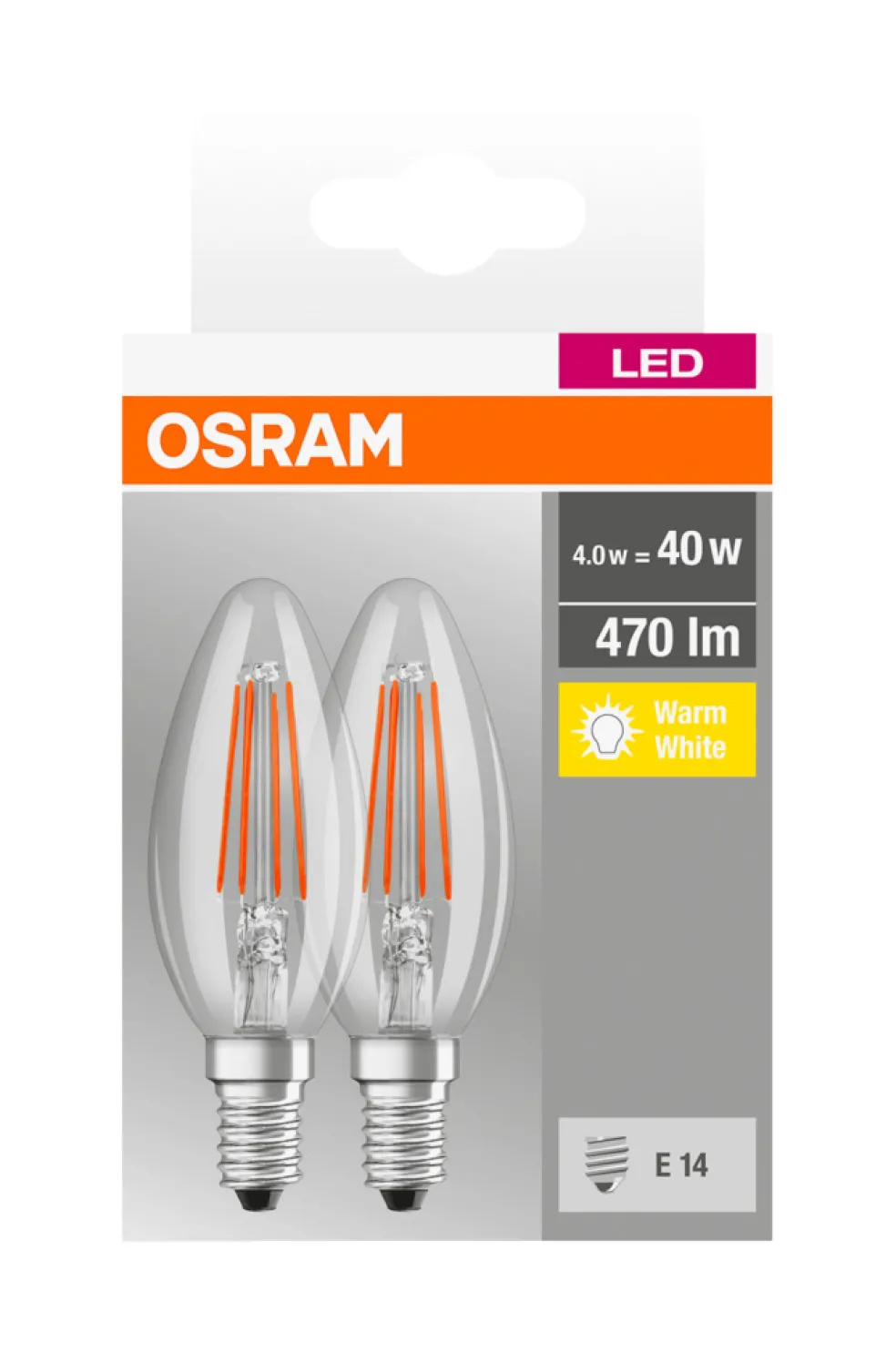 Kronlampa LED 4W E14 2-pack Osram
