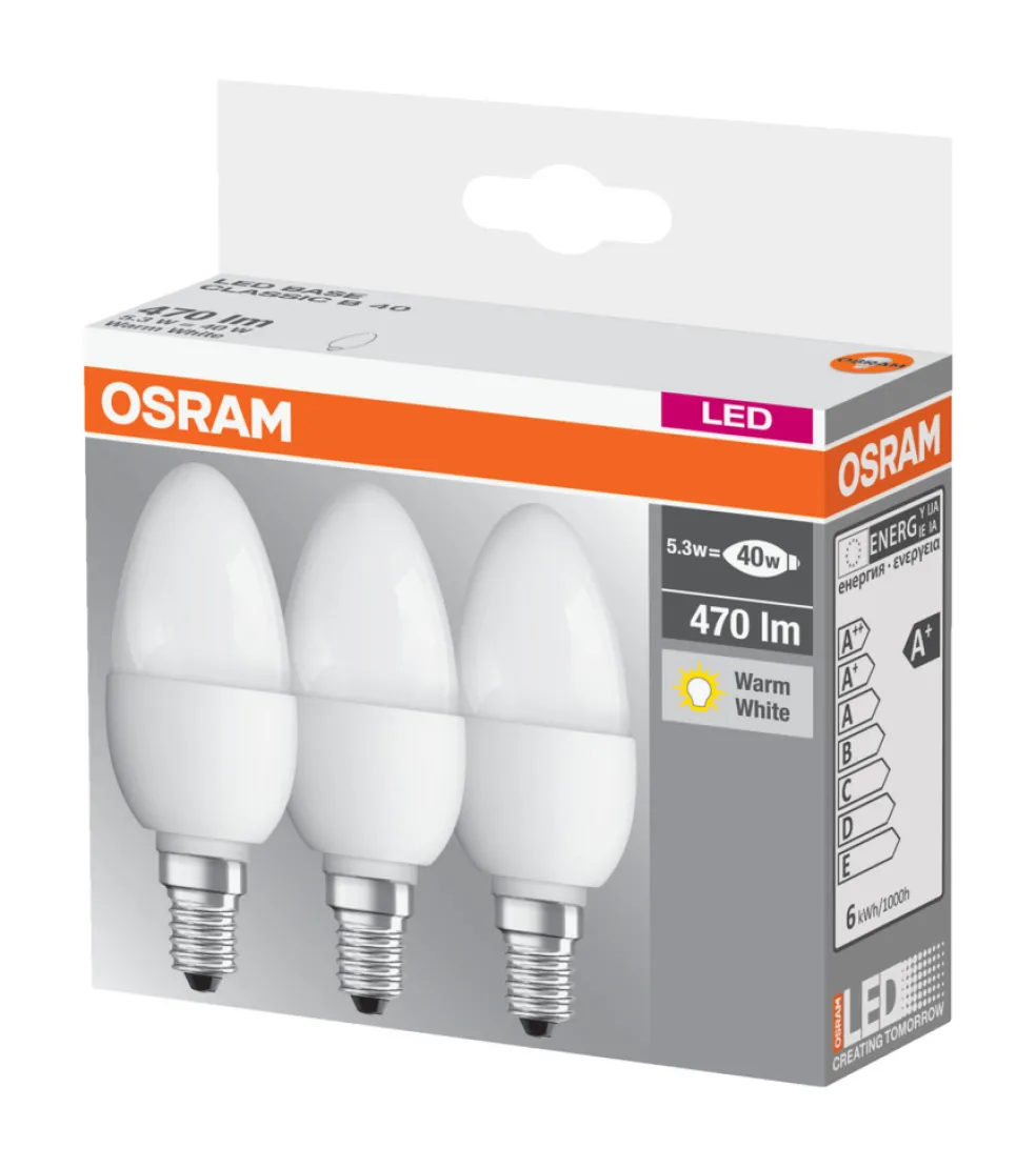 Kronlampa LED 5,5W 3-pack Osram