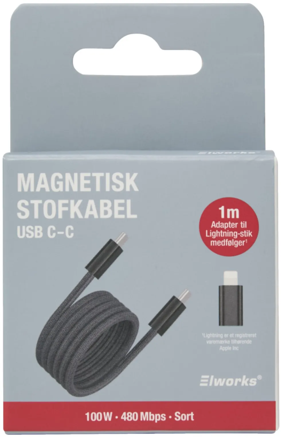 Laddkabel Typ-C Svart 1 m Elworks