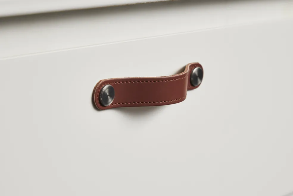 Lådhandtag Läder Brun 12,8 cm 2-pack
