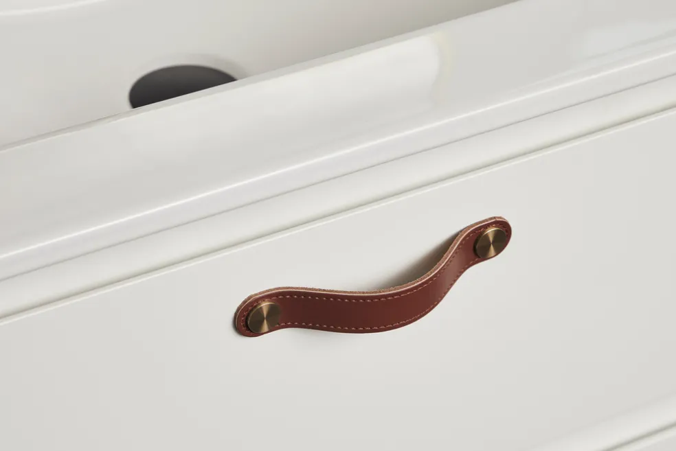 Lådhandtag Läder Brun 12,8 cm 2-pack