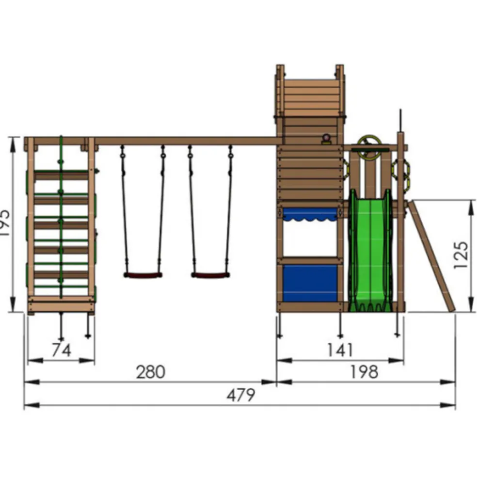 Lektorn Jungle Gym Resort m/rutschkana, gungmodul & klättermodul