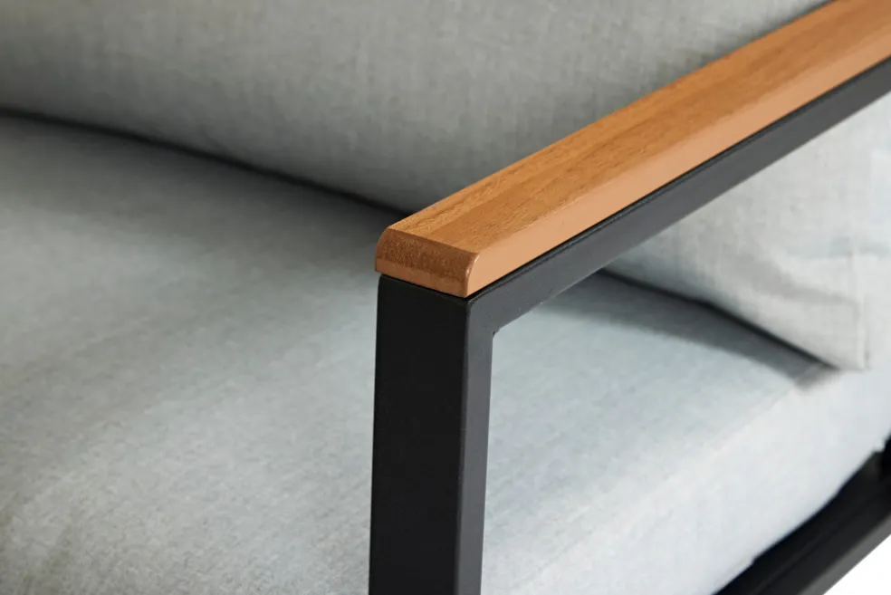 Loungeset Tokyo Svart/Grå/Teak 4 delar Sunlife
