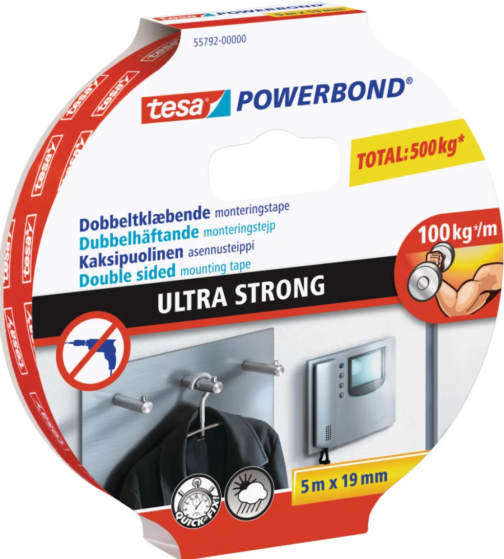 Monteringstejp Powerbond Ultra Strong 19 mm x 5 m Tesa