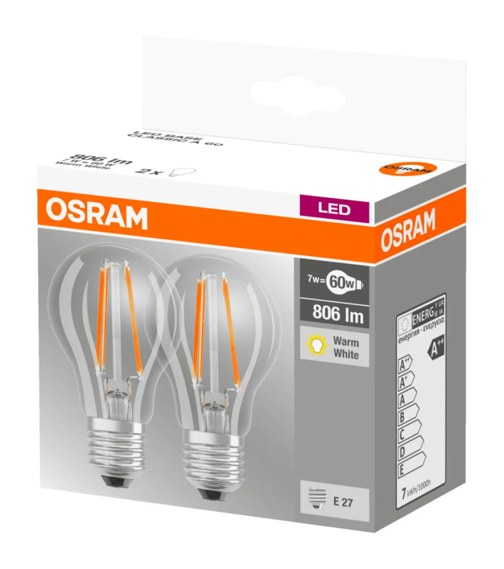 Normallampa LED Filament 7W 2-pack Osram
