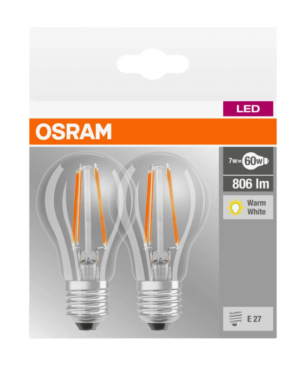 Normallampa LED Filament 7W 2-pack Osram
