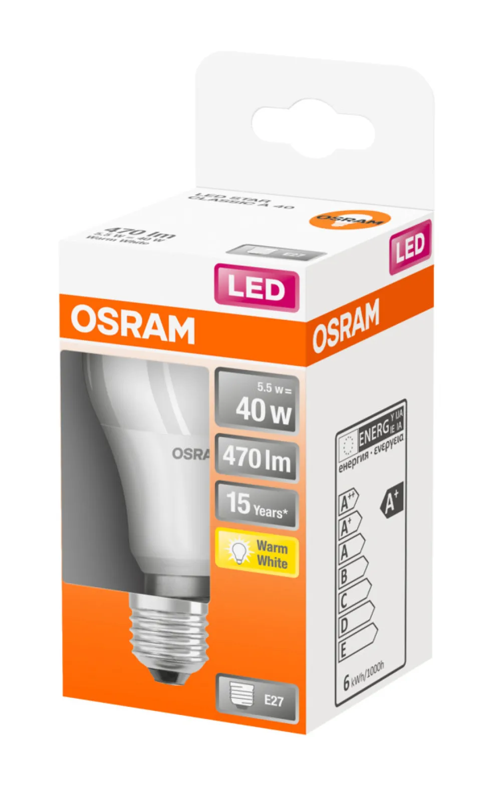 Normallampa LED Frostad 5,5W Osram