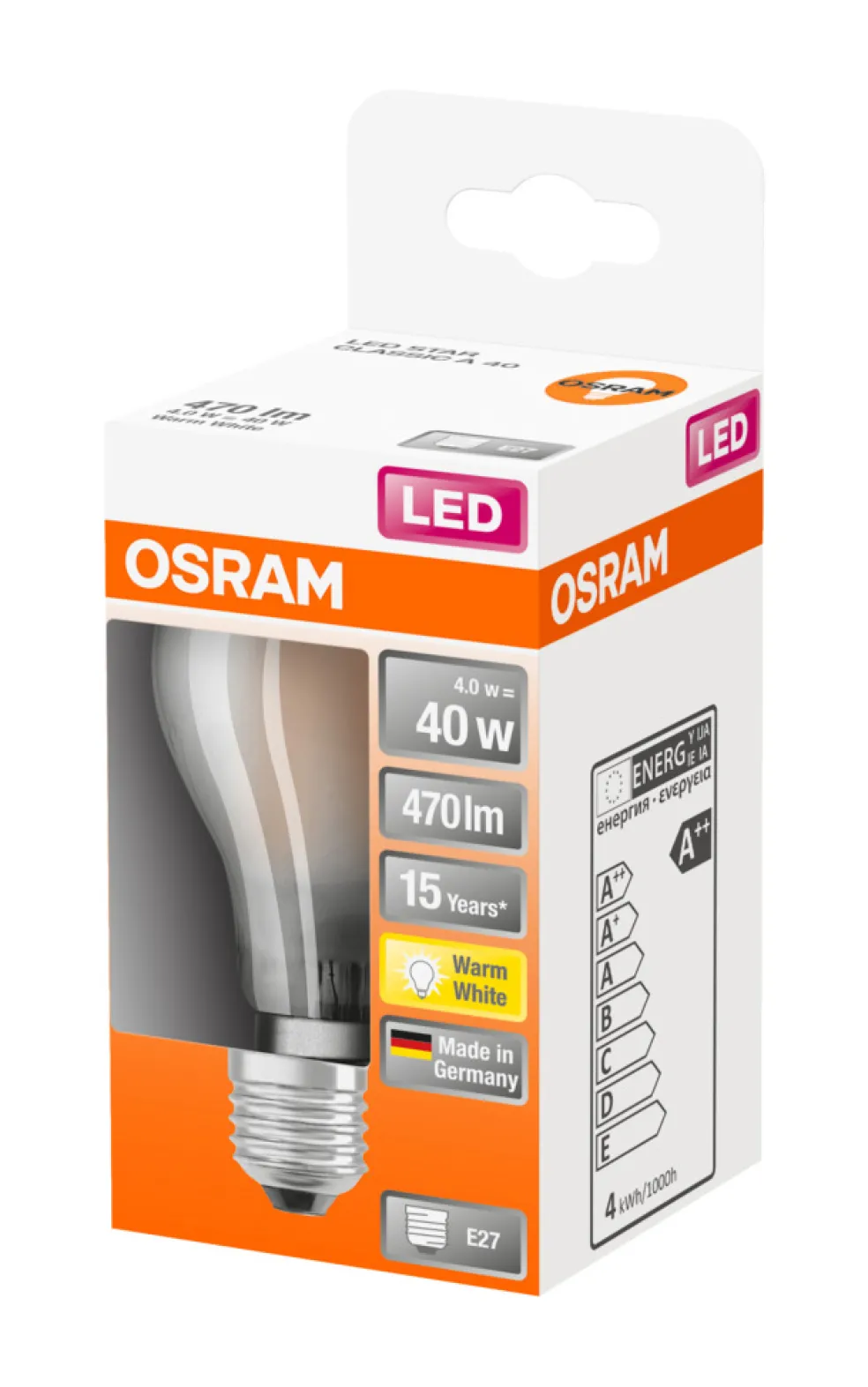 Normallampa LED Frostad 4W Osram