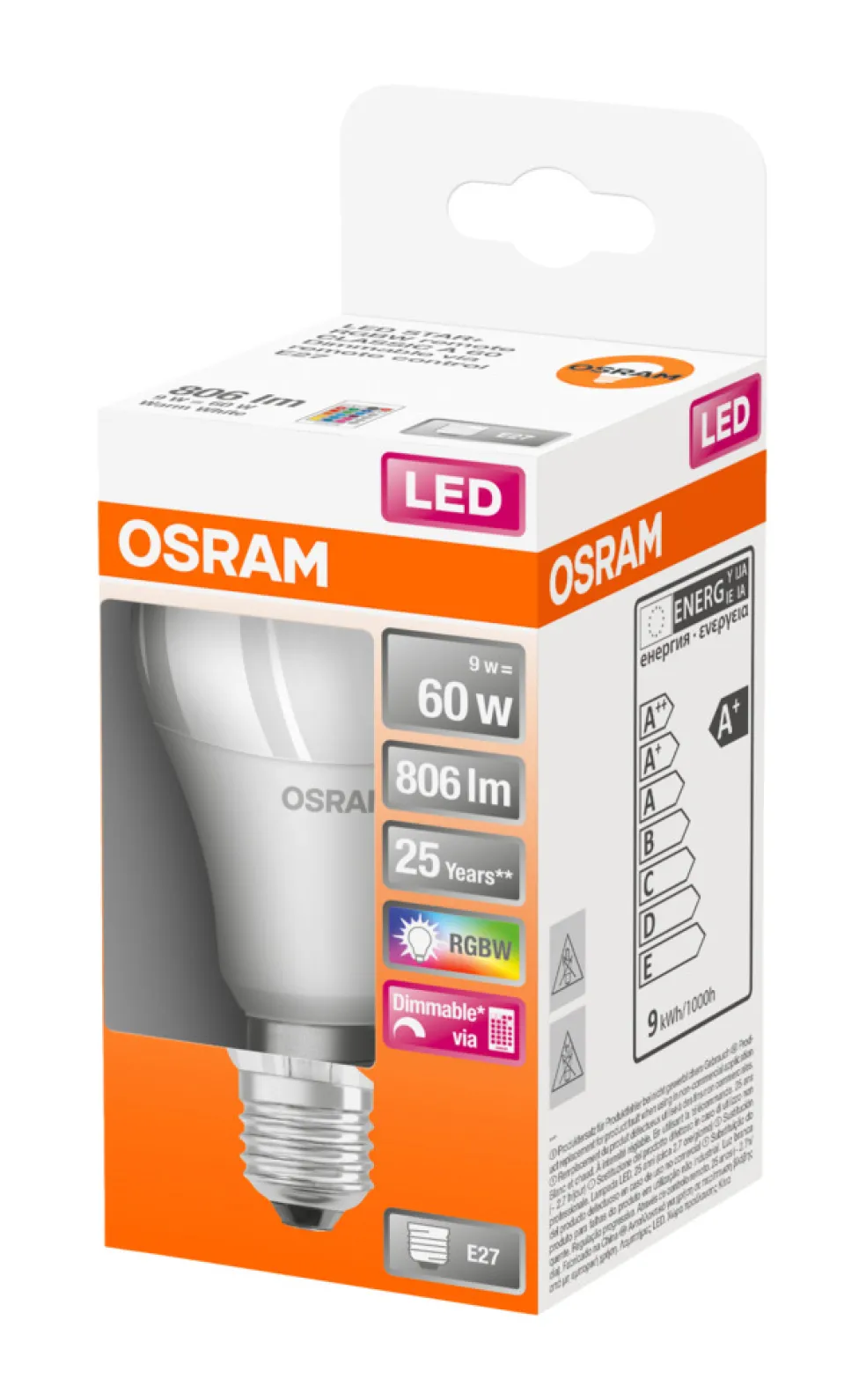 Normallampa LED RGBW/DIM 9W Osram