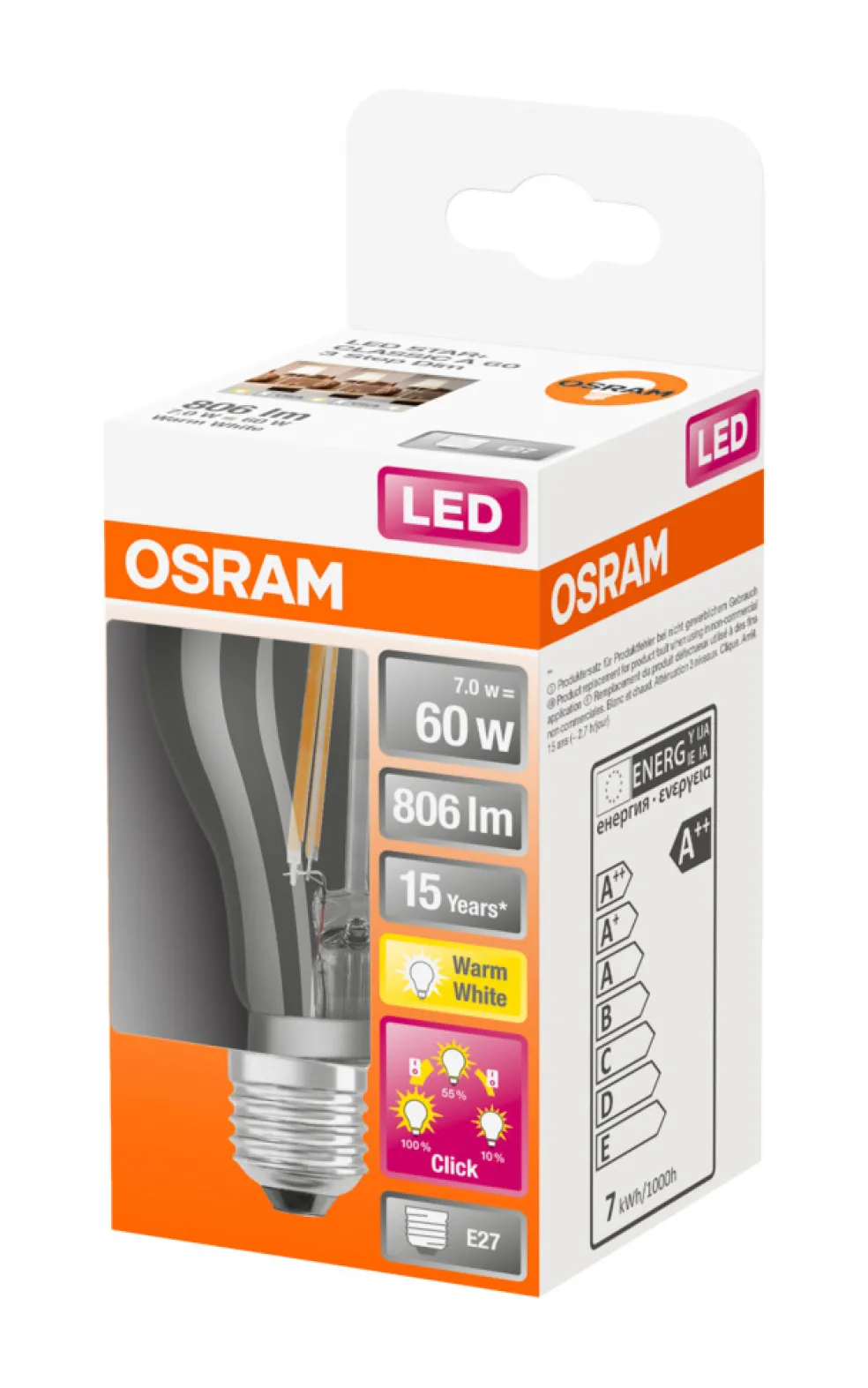 Normallampa LED 7W Reglerbar Osram