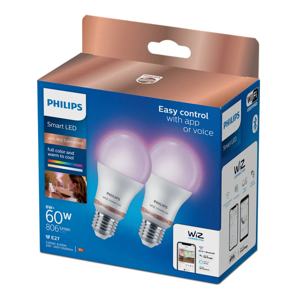 Normallampa Smart LED E27 8,5W/60W 2-pack Philips
