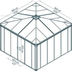 Orangeri Ledro Antracit 3,6 x 3,6 m 13 m² Canopia by Palram
