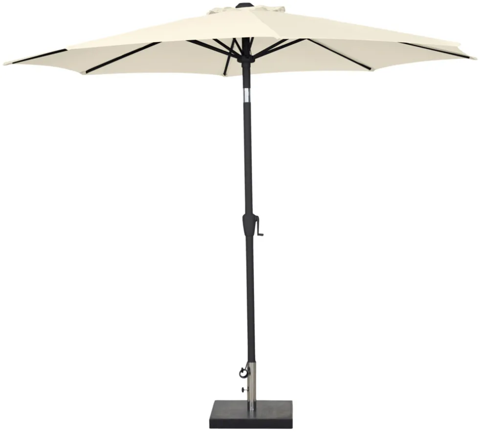 Parasoll m/vev & tilt Beige/Svart Ø3 m Sunlife