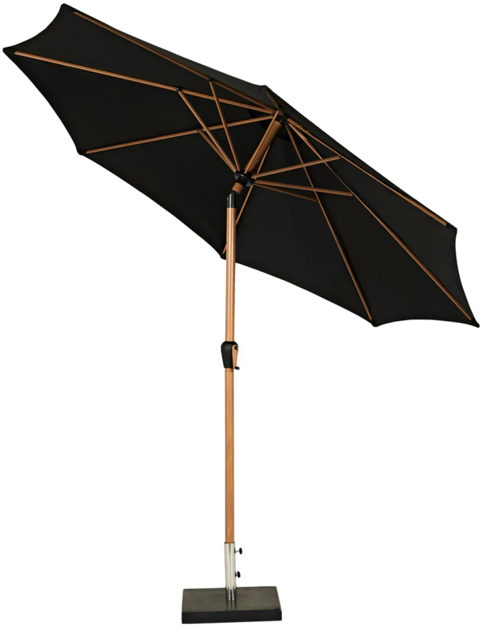 Parasoll m/vev Teak/Svart Ø3 m Sunlife