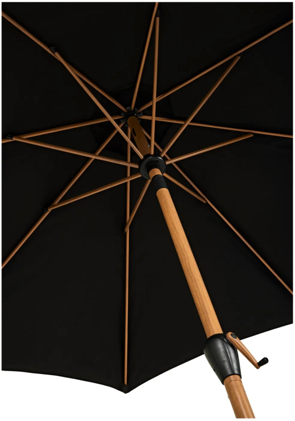 Parasoll m/vev Teak/Svart Ø3 m Sunlife