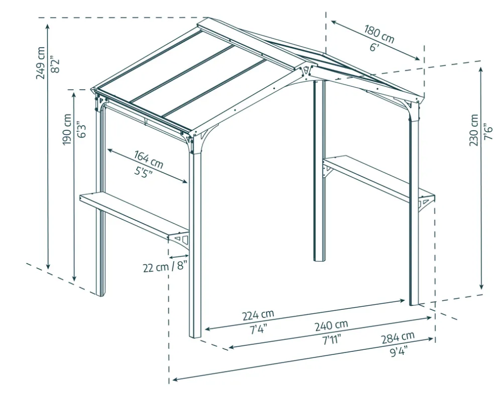 Paviljong Austin BBQ 180 x 284 cm Canopia by Palram